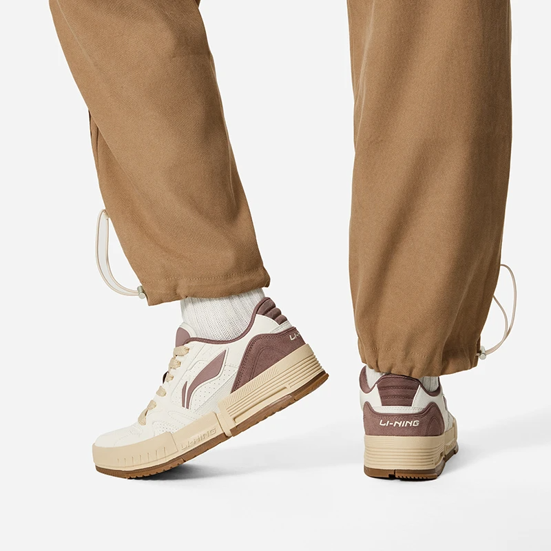 LiNing Li Cheng Slip-Resistant Cushioning Wear-Resistant Low-Top Skateboard Shoes Men's White Umber