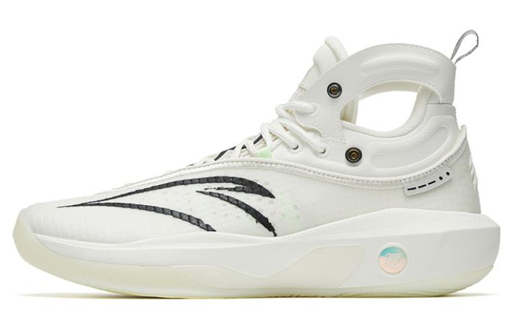 ANTA KT8 Basketball Shoes Men's High top Ivory White/Black