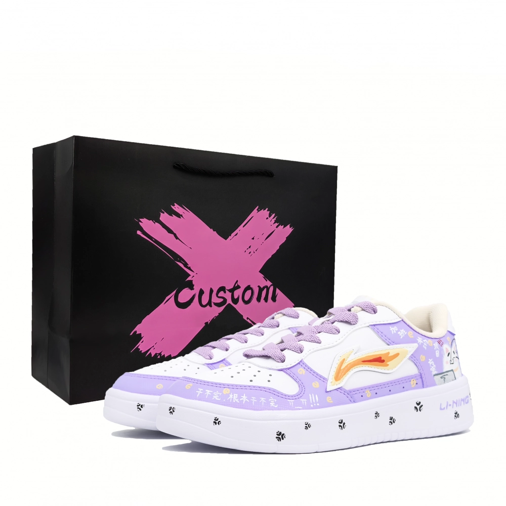 LiNing Pontoon Boats Coverage Abrasion Resistant Low top Skateboard Shoes Women's Purple