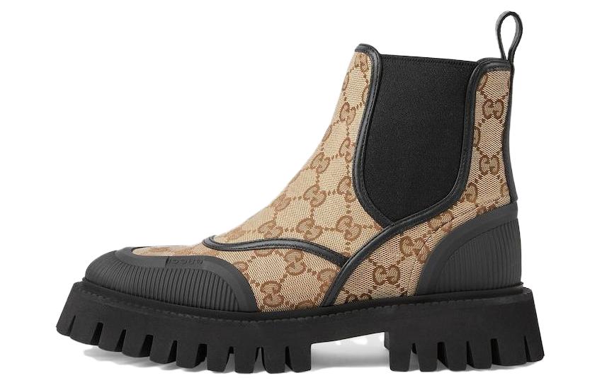 GUCCI Women's Ankle Boot 'GG Canvas   Beige Ebony' Women's