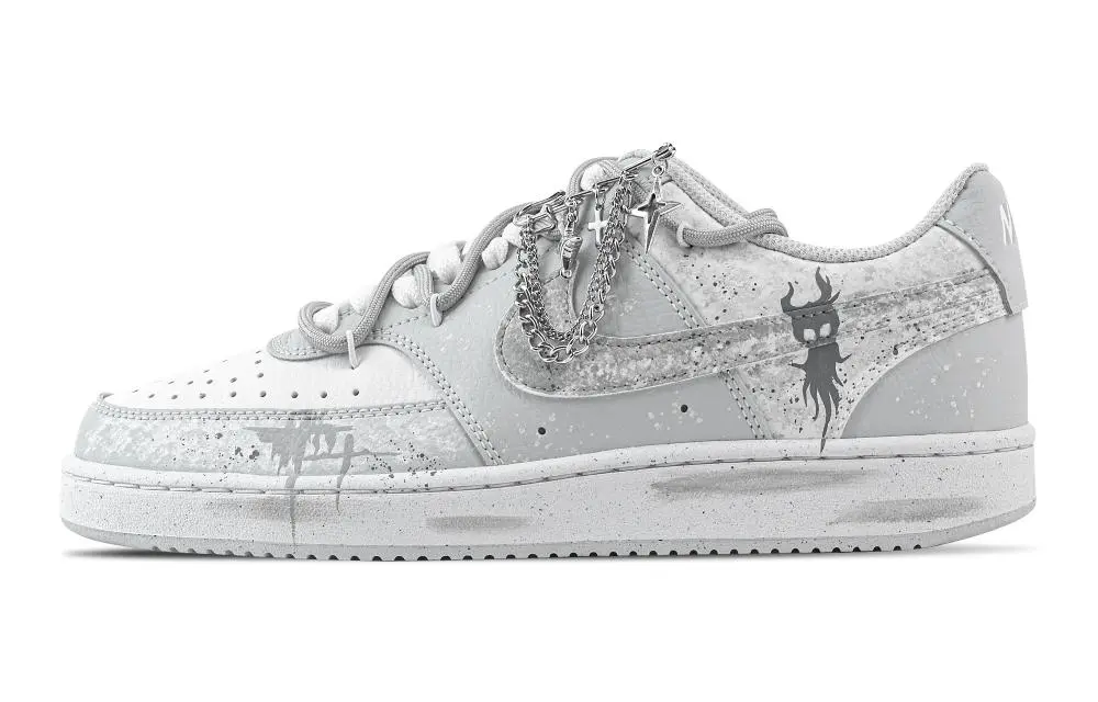 Nike Court Vision 1 Dull Gray Ghost Abrasion Resistant Low top Skateboard Shoes Men's Light Gray