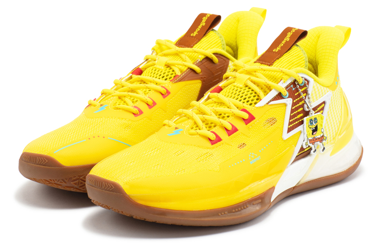 361° BIG3 4.0 PRO SpongeBob Cushioning Anti-Slip And Wear-Resistant Rebound Low-Top Basketball Shoes Men's Yellow Brown