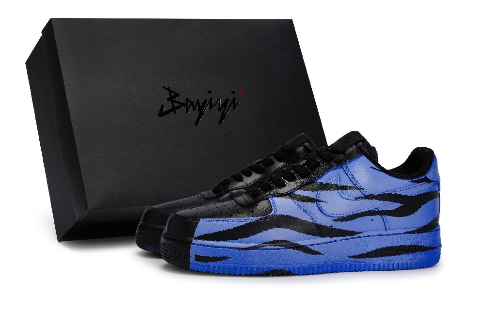 Nike Air Force 1 Anti-Slip Wear-Resistant Low-Top Skateboard Shoes Unisex Black Blue