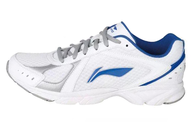 LiNing Cushioning Breathable Wear-Resistant Slip-Resistant Low-Top Running Shoes Men's White Blue Gray