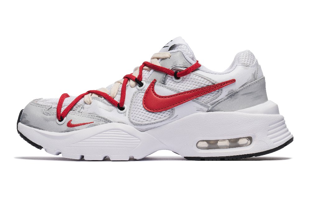 Nike Air Max Fusion Cushioning And Breathable Low Top Casual Shoes Unisex White Red
