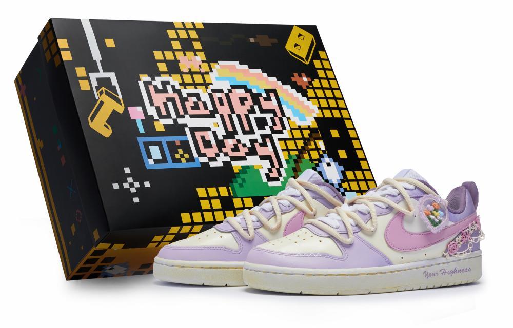 Nike Court Borough Skateboard Shoes Women's Low-Top Purple/White