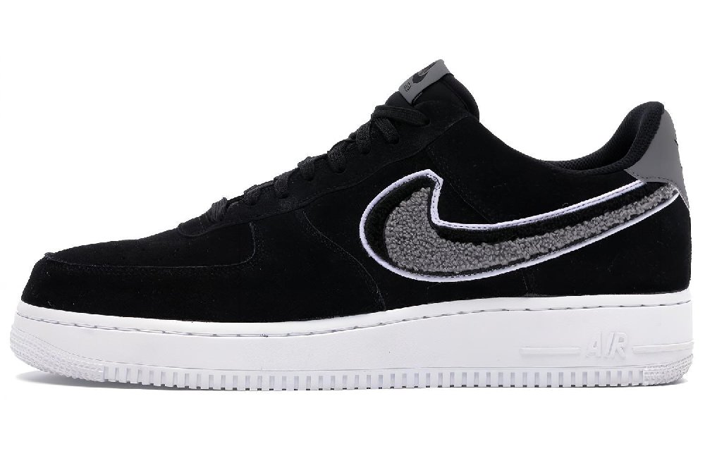 Nike Air Force 1 Low 3D Chenille Swoosh Black Cool Grey