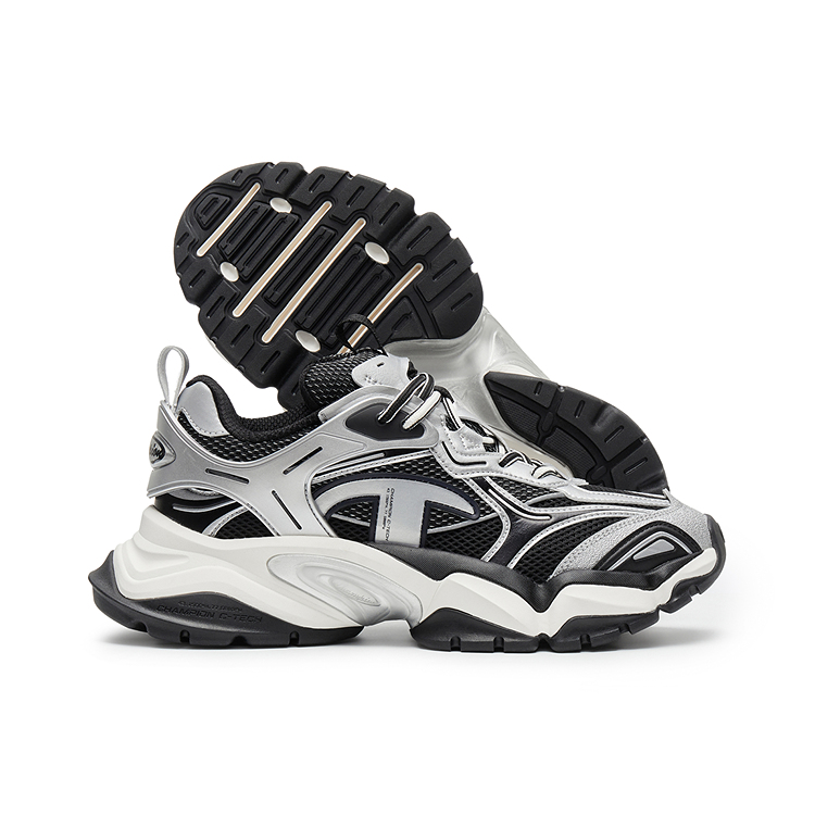 Champion Sharktooth Shoes Power Armor Low-Top Chunky Sneakers Men's Silver White/Black купить в интернет-магазине Yoocart с быстрой доставкой по России.