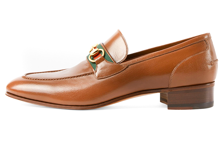GUCCI Horsebit Web Stripe Loafer 'Brown' Women's