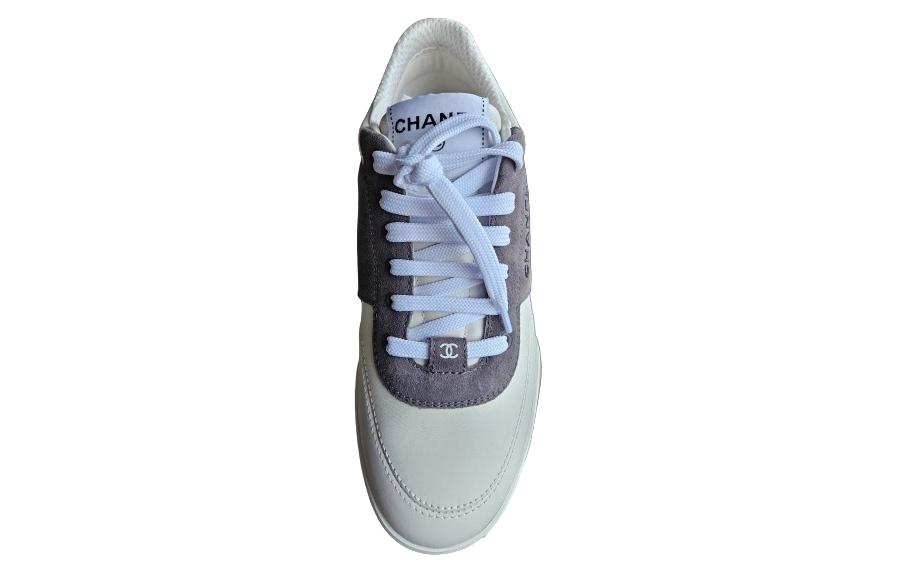 CHANEL Low Top Skateboard Shoes Women's White Gray