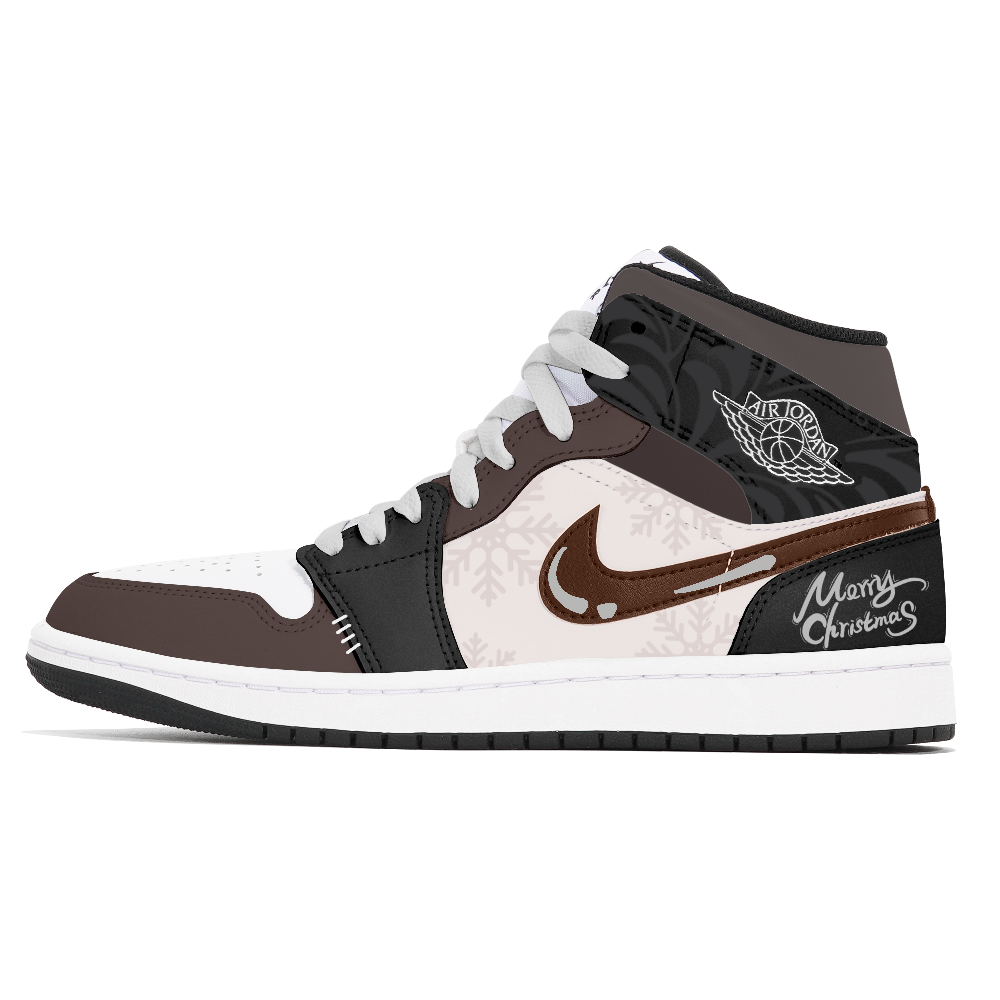 Jordan Air Jordan 1 Cushioned Slip-Resistant Mid-Top Vintage Basketball Shoes Men's Black Brown