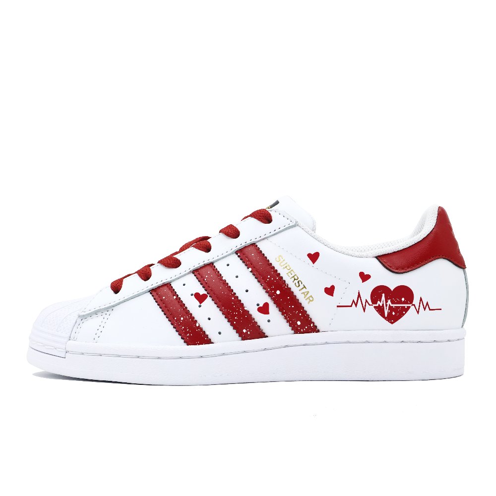 Adidas Originals SUPERSTAR Electrocardiography Anti Slip Wear Resistant Low Top Skateboard Shoes Unisex White Red