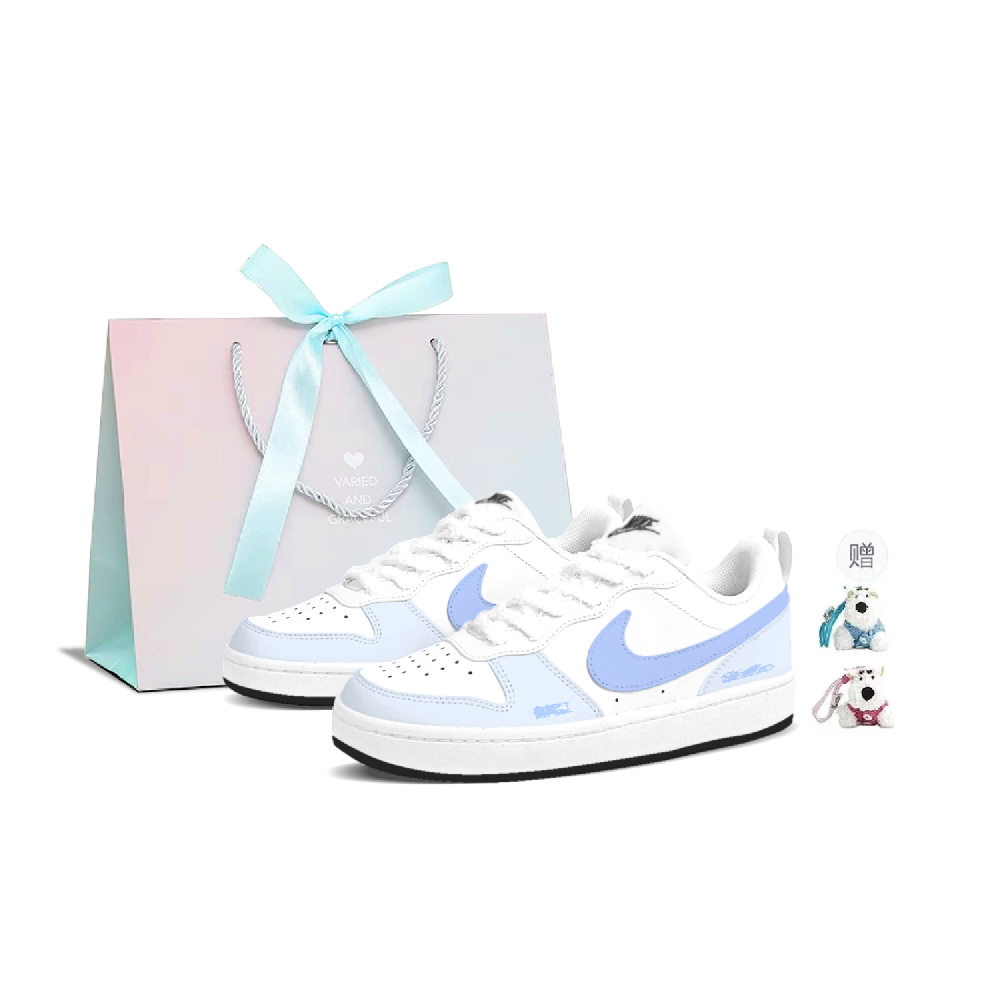 Nike Court Borough Sea Salt Cream Wear resistant And Lightweight Low Top Skateboard Shoes Women's Blue