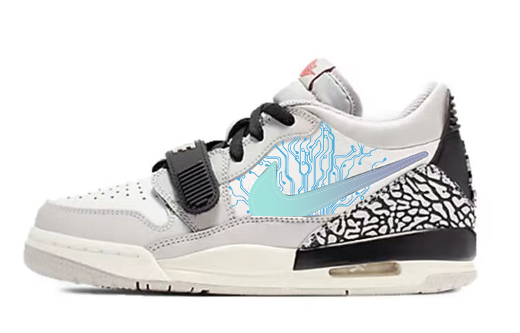 Jordan Legacy 312 Cushioning Anti-Slip Wear-Resistant Breathability Low-Top Vintage Basketball Shoes Men's White Gray