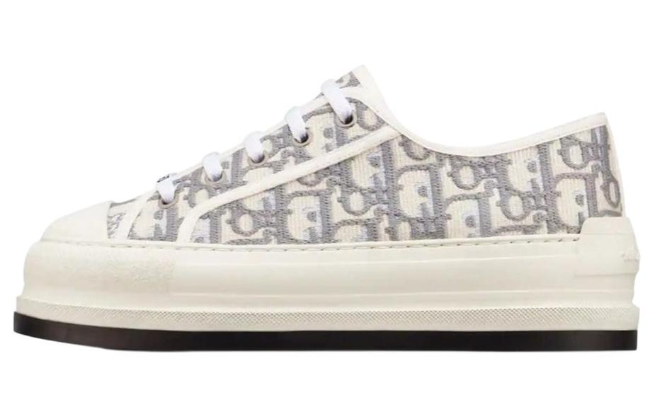 DIOR Walk'n'Dior Platform Shoes Low Top Stylish Skateboarding Shoes Women's Gray