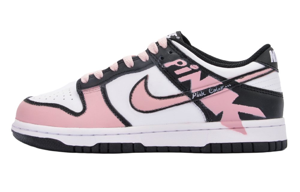 Nike Dunk Abrasion Resistant Low Top Skateboard Shoes Unisex Black Pink