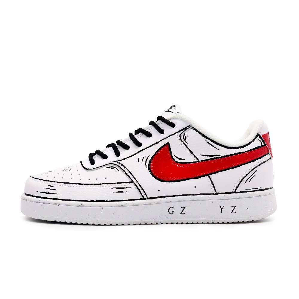Nike Court Vision 1 Skateboard Shoes Men Low-Top White/Black/Red