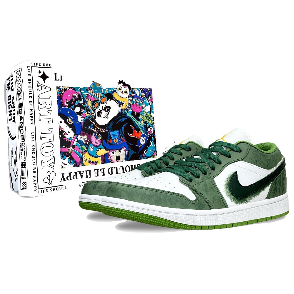 Jordan Air Jordan 1 Vintage Basketball Shoes Unisex Low top Emerald Green