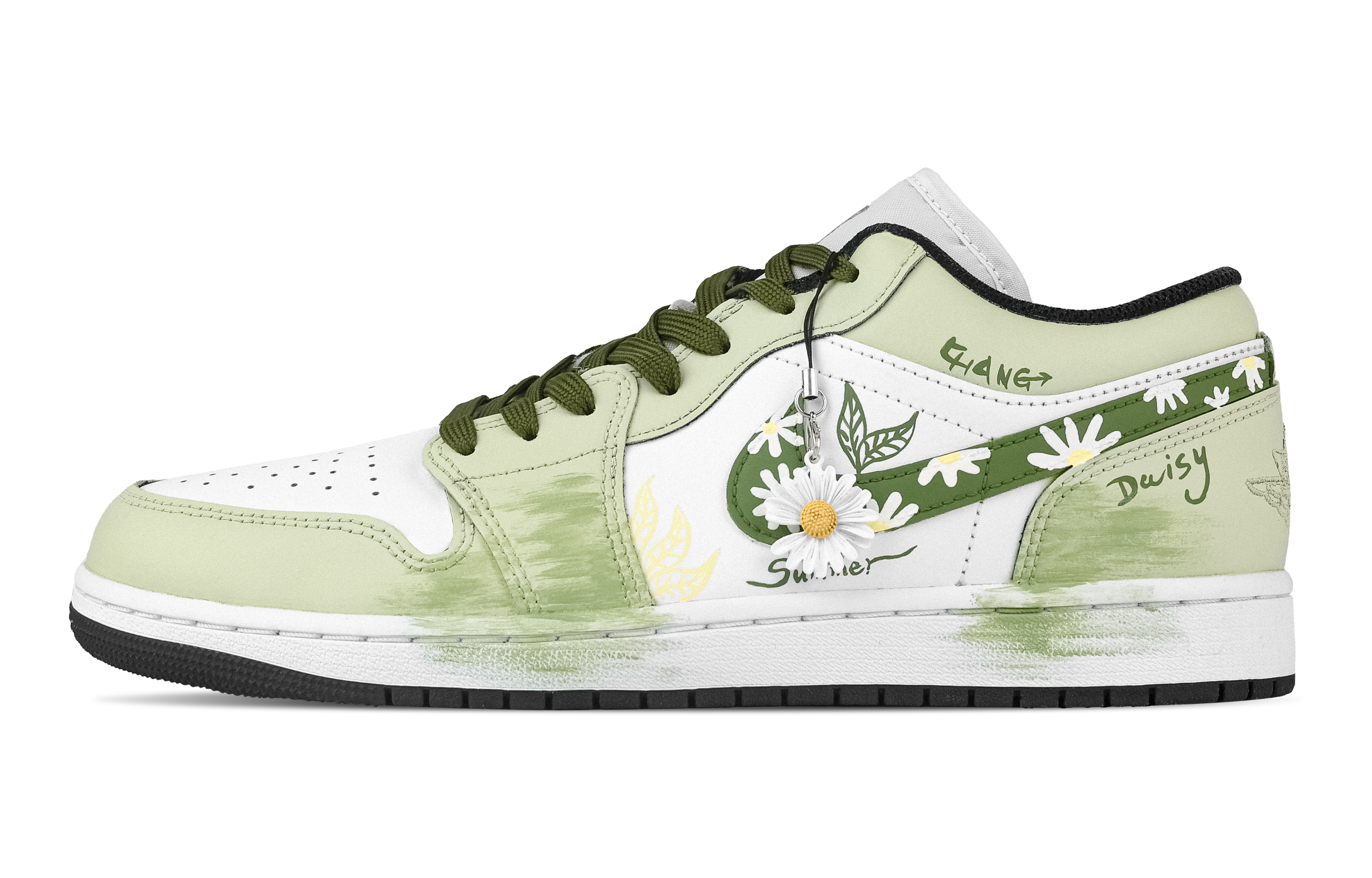 Jordan Air Jordan 1 Sentimental Longing, Heart Box Low top Vintage Basketball Shoes Unisex White Green