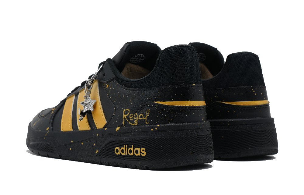 Adidas Neo Courtbeat Sparkling Starry Sky Cushioning Low Top Skateboard Shoes Unisex Black Gold