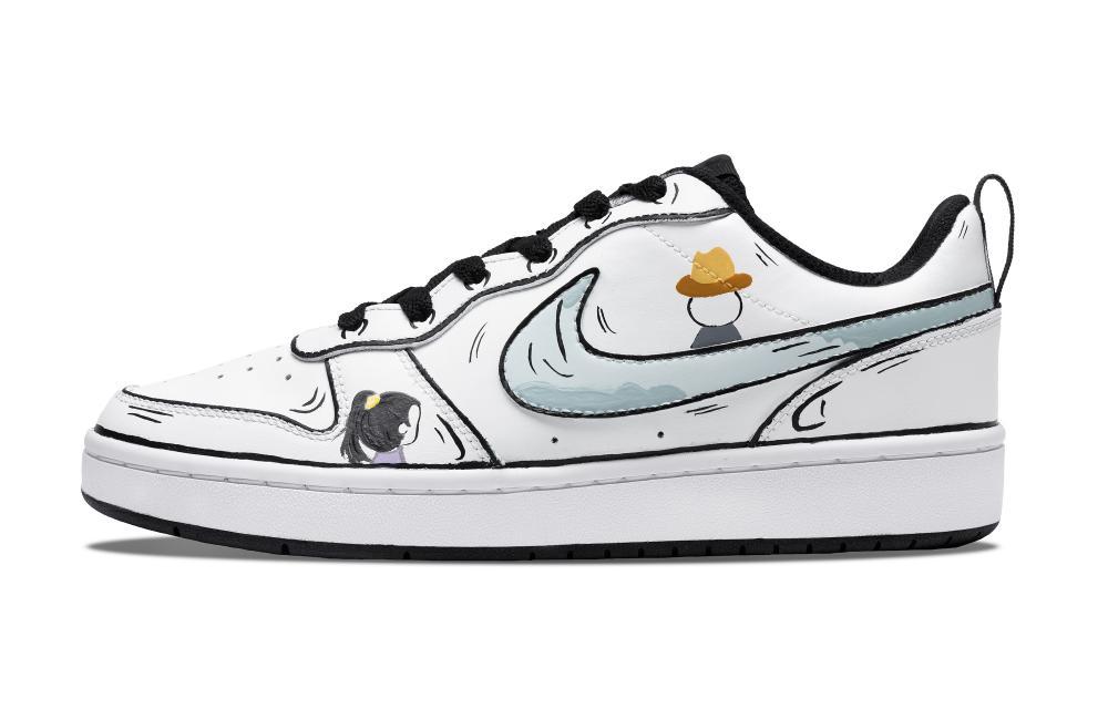 Nike Court Borough Low Mu Dreamy Journey Slip-Resistant Cushioning Low-Top Skateboard Shoes GS Black White