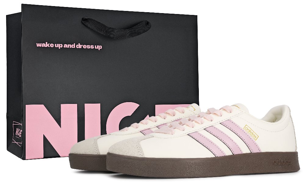 Adidas Vl Court Classic Sweet Dream Milk Puff Abrasion Resistant Low top Skateboard Shoes Women's Milk White