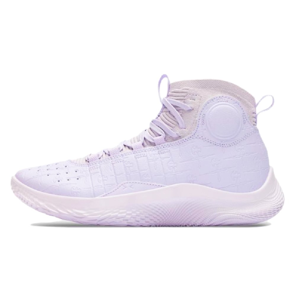 Under Armour Curry 4 Anti Slip Wear Resistant High Top Basketball Shoes Unisex Light Purple