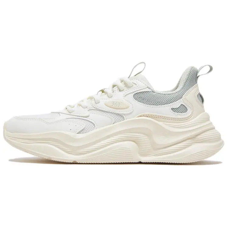 361° Life Collection Shock Absorbers Slip Resistant Low Top Casual Shoes Women's White With Beige Gray