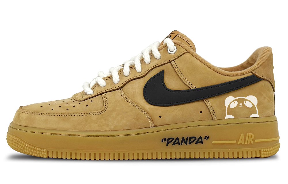 Nike Air Force 1 Non-slip Lightweight Low-Top Skateboard Shoes Unisex Yellow Brown