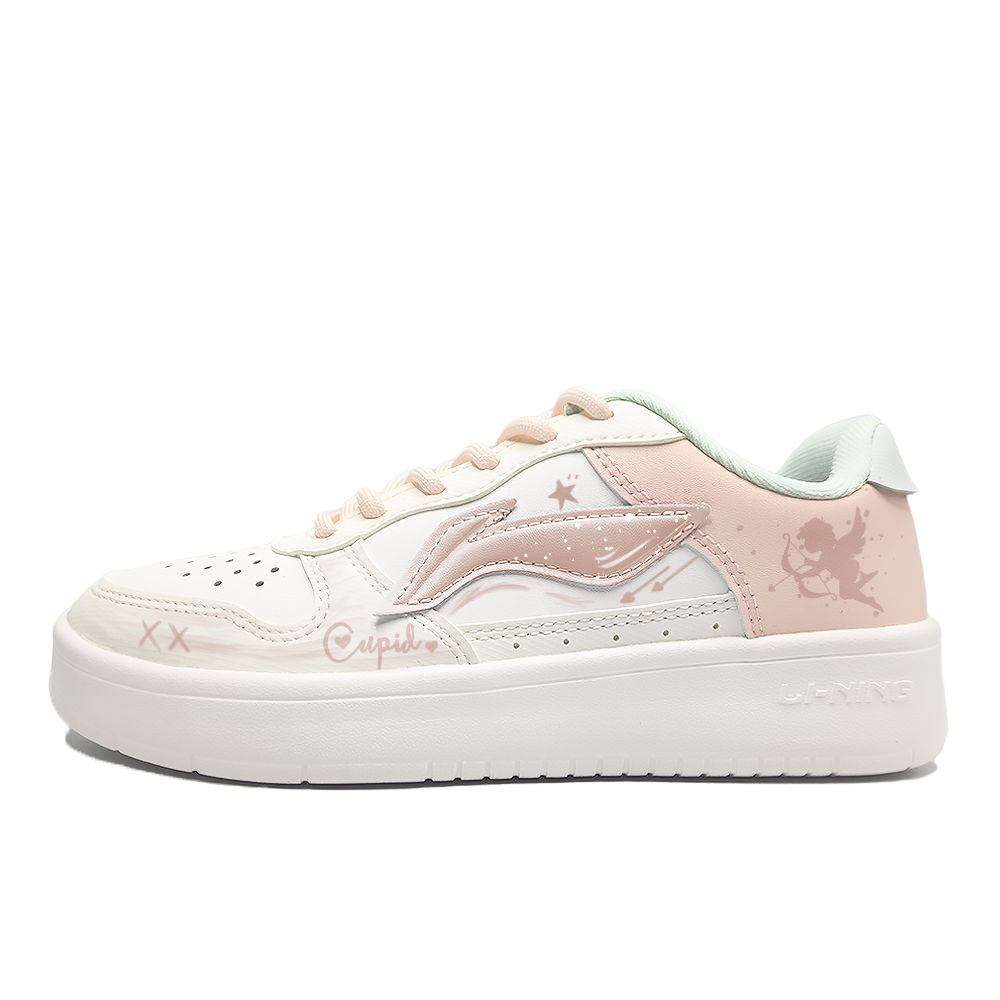LiNing Pontoon Boats Cupid's Heart Slip Resistant Cushioning Abrasion Resistant Low Top Skateboard Shoes Women's Pink