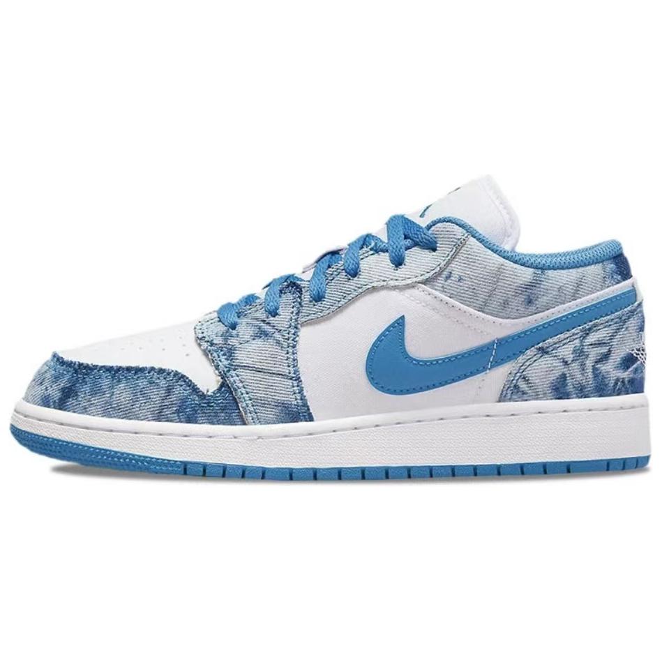 Jordan Air Jordan 1 Washed Denim Anti-Slip Wear-Resistant Low-Top Vintage Basketball Shoes GS White Blue купить в интернет-магазине Yoocart с быстрой доставкой по России.