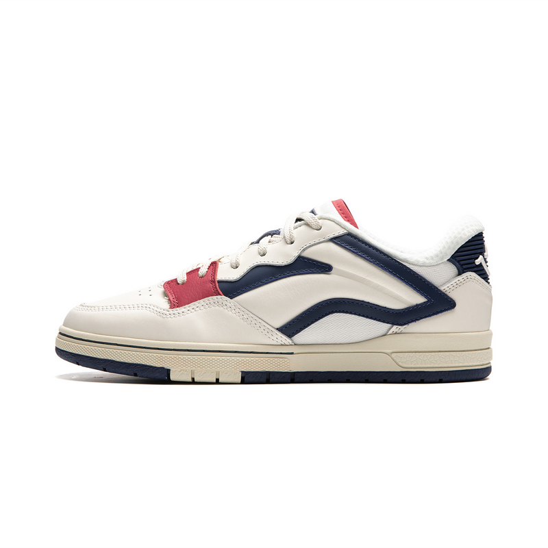 LiNing Anti-Slip Wear-Resistant Low-Top Skateboard Shoes Men's White Blue