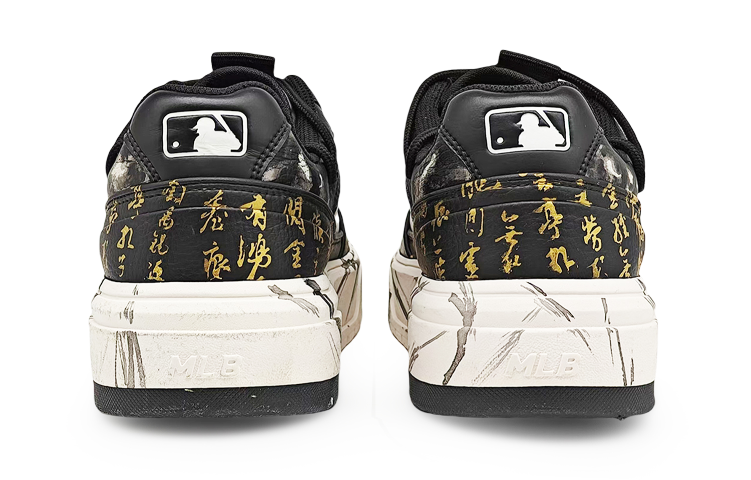 MLB Chunky Liner Wear-Resistant Slip-Resistant Low-Top Skateboard Shoes Unisex Black Gold