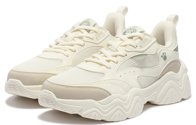 361° Cute Paw 2 Cushioning Wear-Resistant Low-Top Casual Shoes Women's Feather White