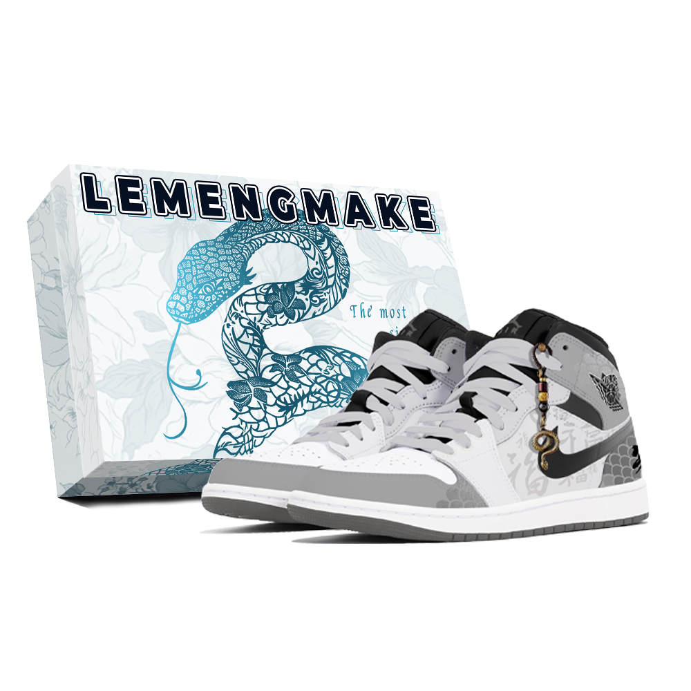 Jordan Air Jordan 1 Joy Lemon Abrasion-Resistant Mid-Top Vintage Basketball Shoes Unisex Gray White