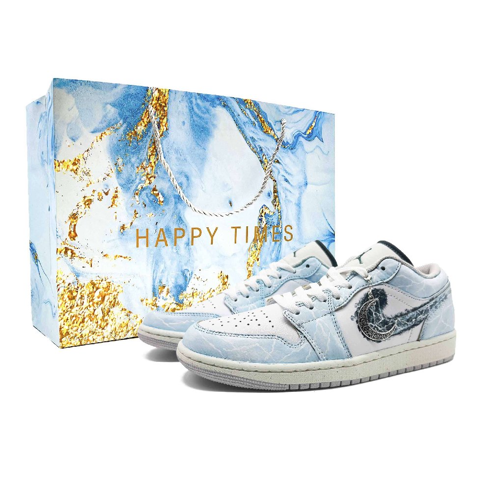 Jordan Air Jordan 1 Abrasion Resistant Low Top Vintage Basketball Shoes Unisex Blue White