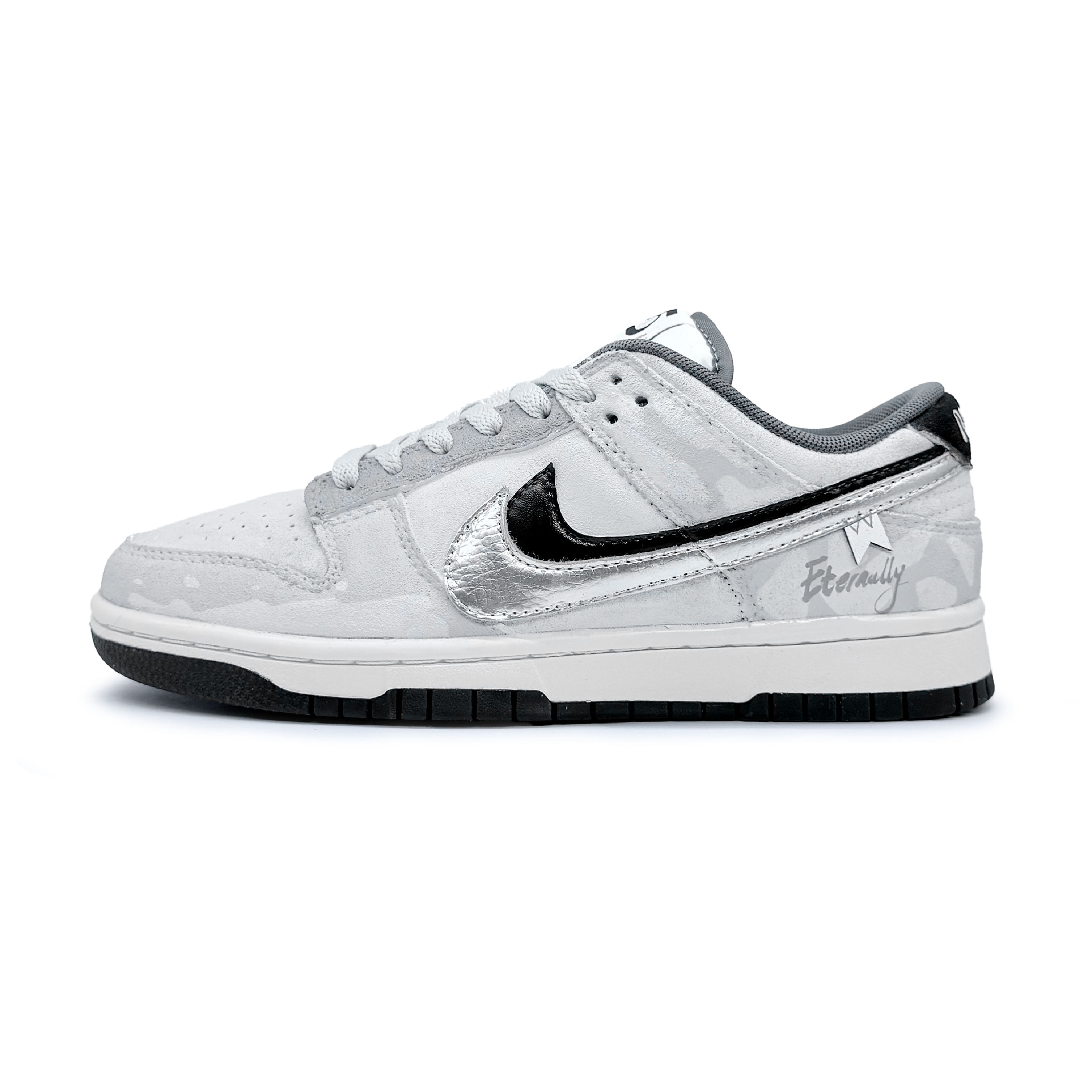 Nike Dunk Low 'Double Swoosh' Low top Skateboard Shoes Women's Silver Gray