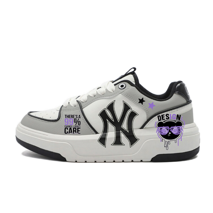 MLB Chunky Liner Abrasion Resistant Low Top Skateboard Shoes Unisex Gray Purple