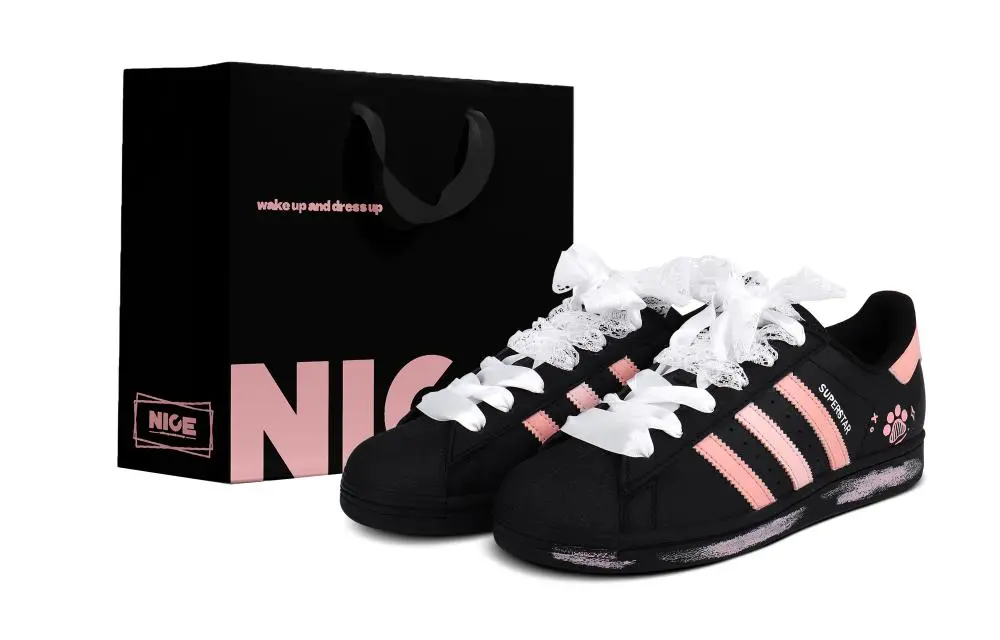 Adidas Originals Superstar 2 Coverage Cushioning Abrasion Resistant Low top Skateboard Shoes Women's Pink