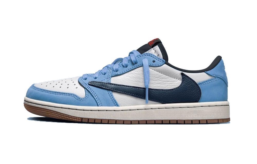 Jordan Air Jordan 1 Carolina Blue Travis Scott X AJ1 Low Top Vintage Basketball Shoes Unisex Blue White Black