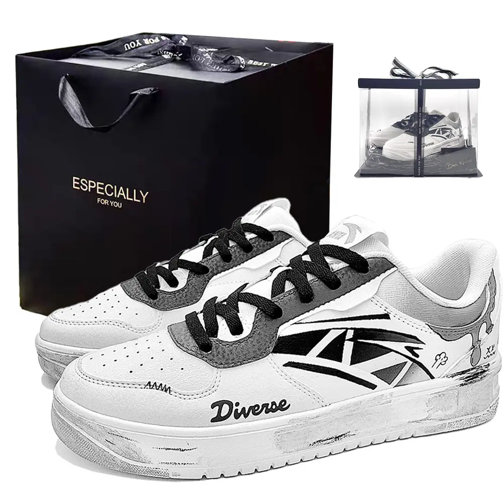 Anta Relaxed Cushioning, Wear Resistant Low top Skateboard Shoes Unisex Black White