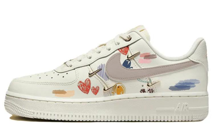 Nike Air Force 1 Anti-Slip And Wear-Resistant Breathable Low-Top Skateboard Shoes Women's White Gold