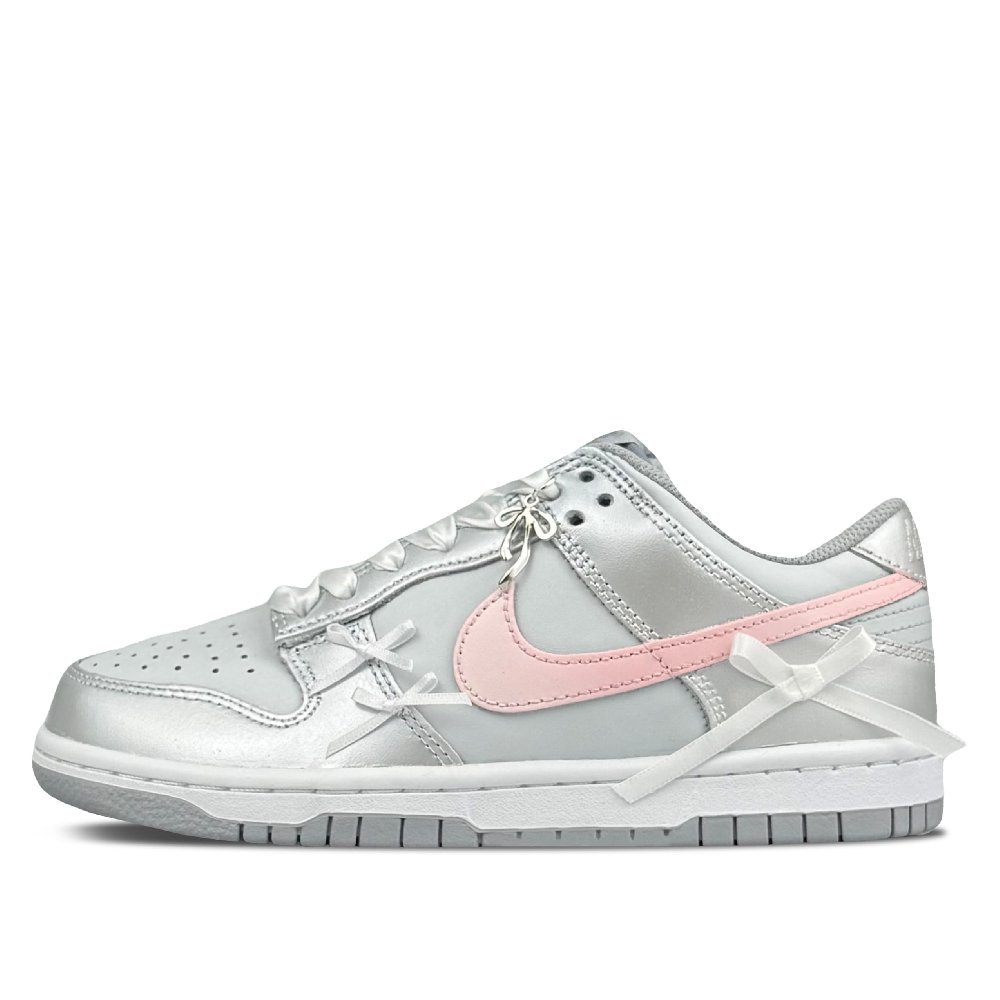Nike Dunk Abrasion Resistant Low Top Skateboard Shoes Women's Silver Pink