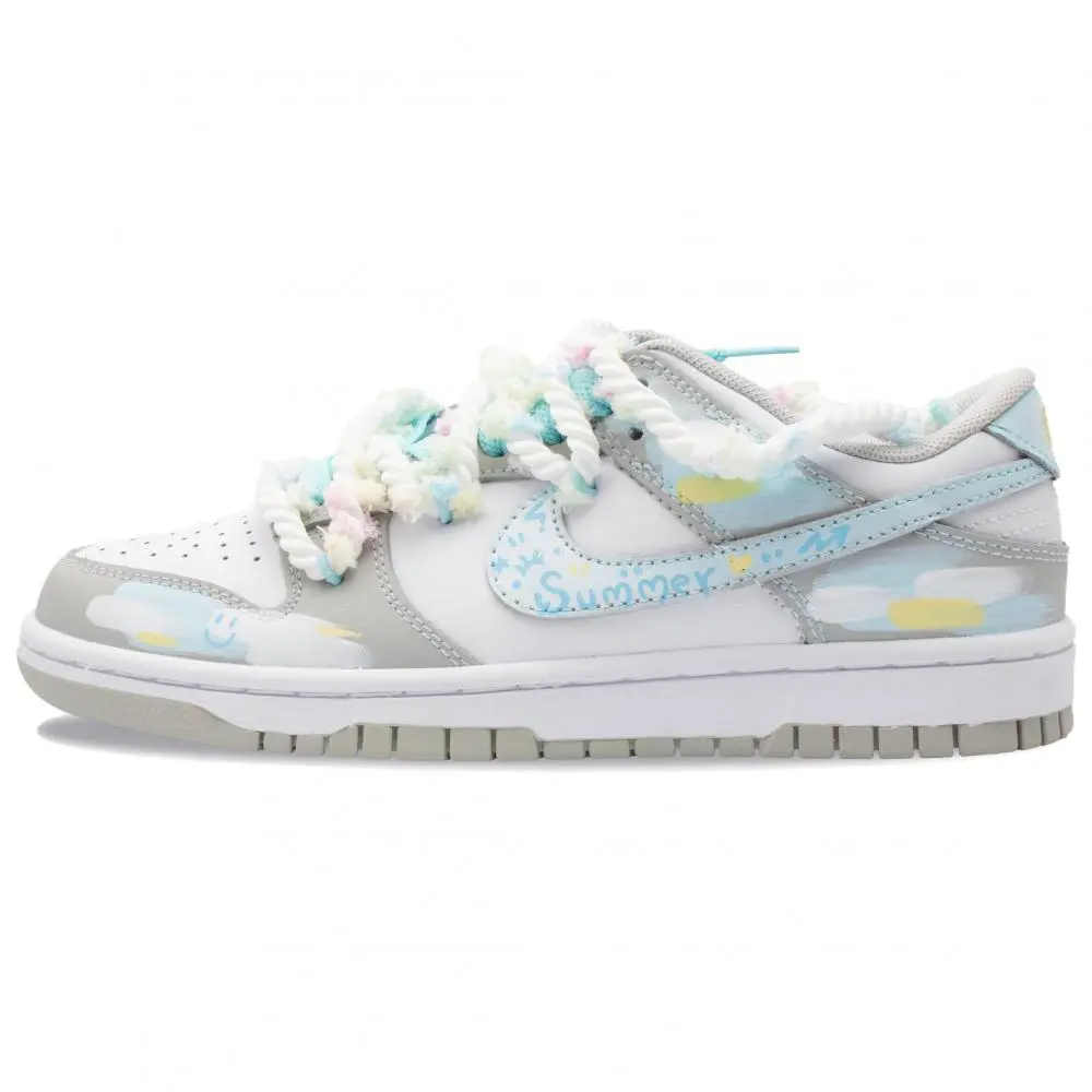 Nike Dunk Summer Dopamine Dressing Abrasion Resistant Low Top Skateboard Shoes Unisex Blue