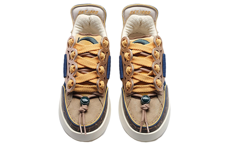 LiNing Anti Slip Wear Resistant Low Top Skateboard Shoes Men's Apricot Brown 1990 Edition