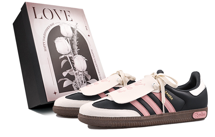 Adidas Originals Samba RISK Neon Sweetheart Slip Resistant Cushioning Low Top Skateboard Shoes Unisex Black Pink