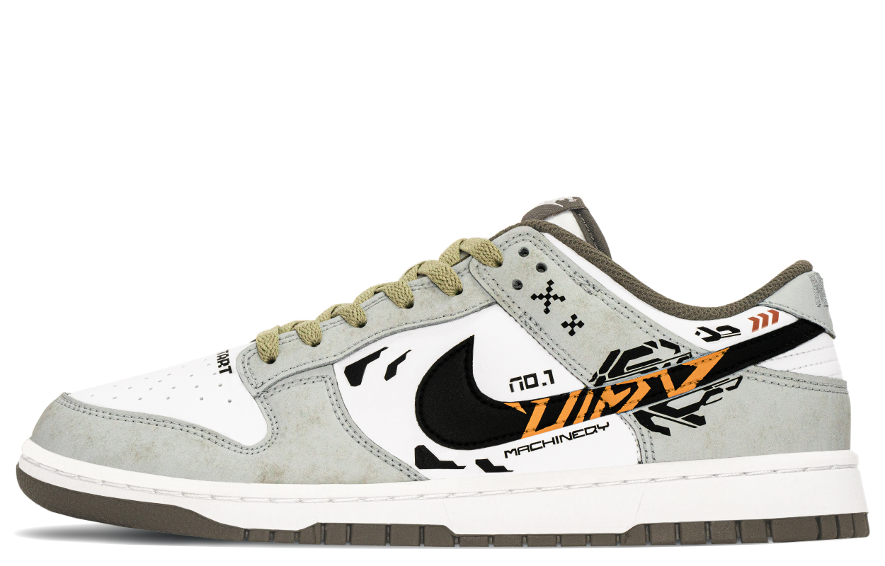 Nike Dunk Abrasion Resistant Breathable Low top Skateboard Shoes Men's Black Gray White