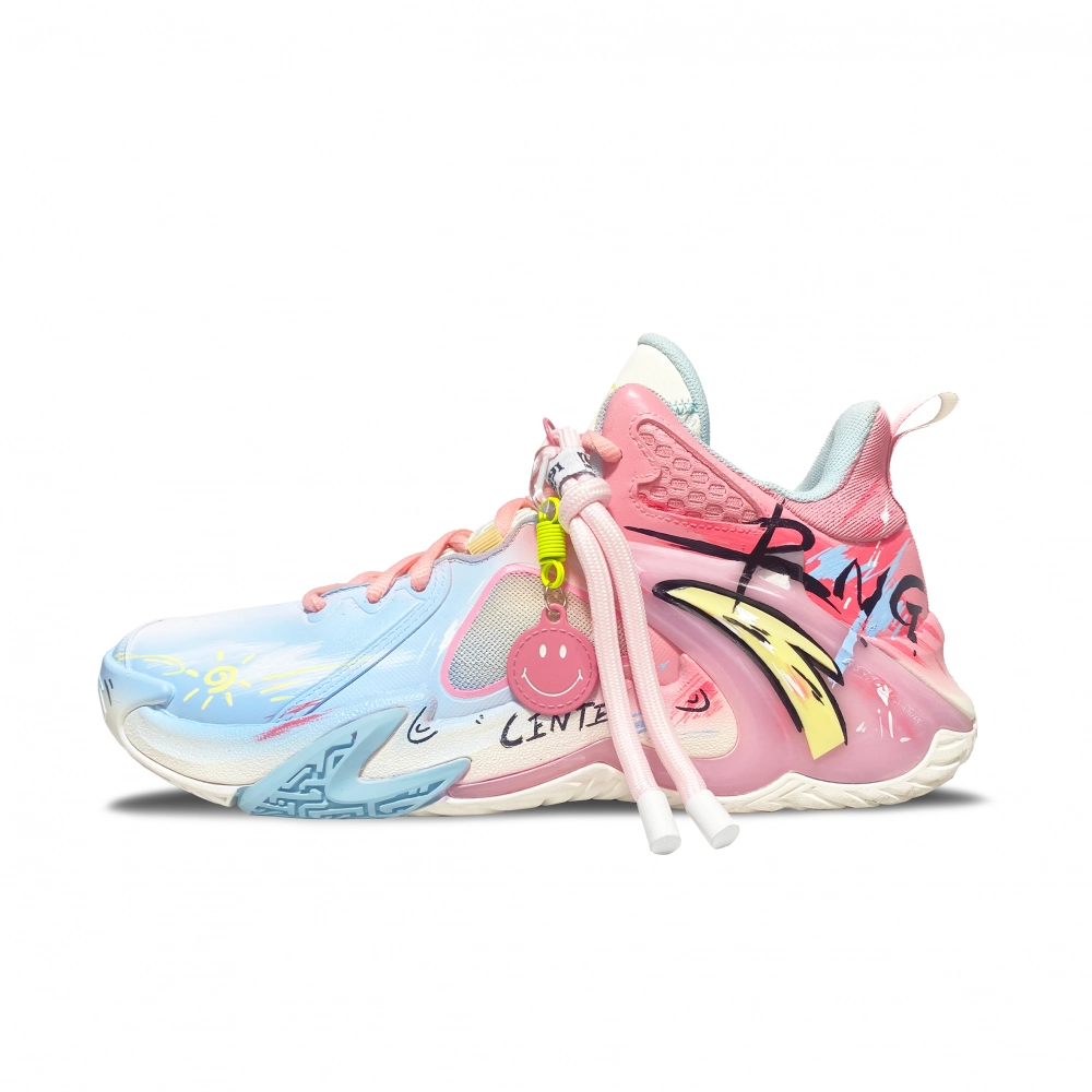 Anta Airspace 4 Anti Slip Wear Resistant Low Top Basketball Shoes Men's Blue Pink