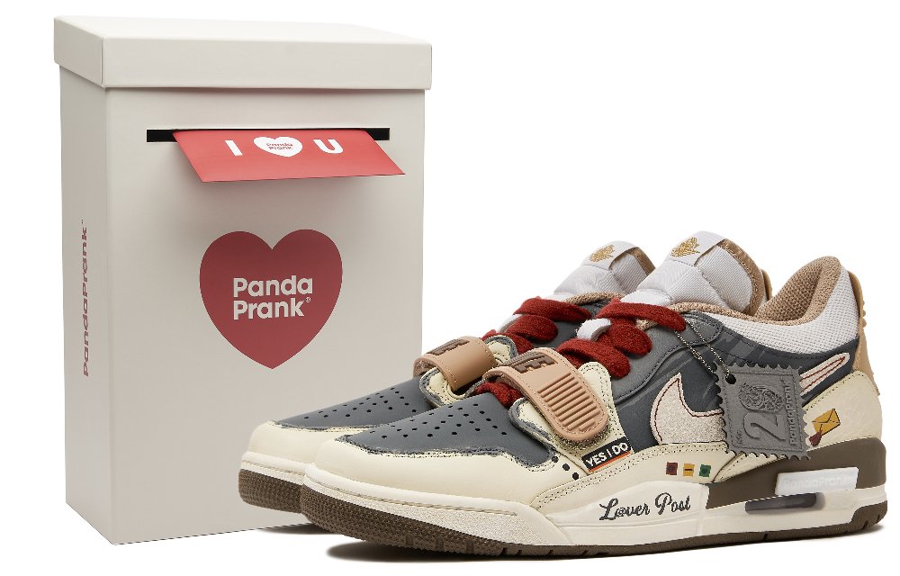 Jordan Legacy 312 Panda Mischief Special Plan Heartbeat Mail Love Game Low-Top Basketball Shoes Men's Gray Brown
