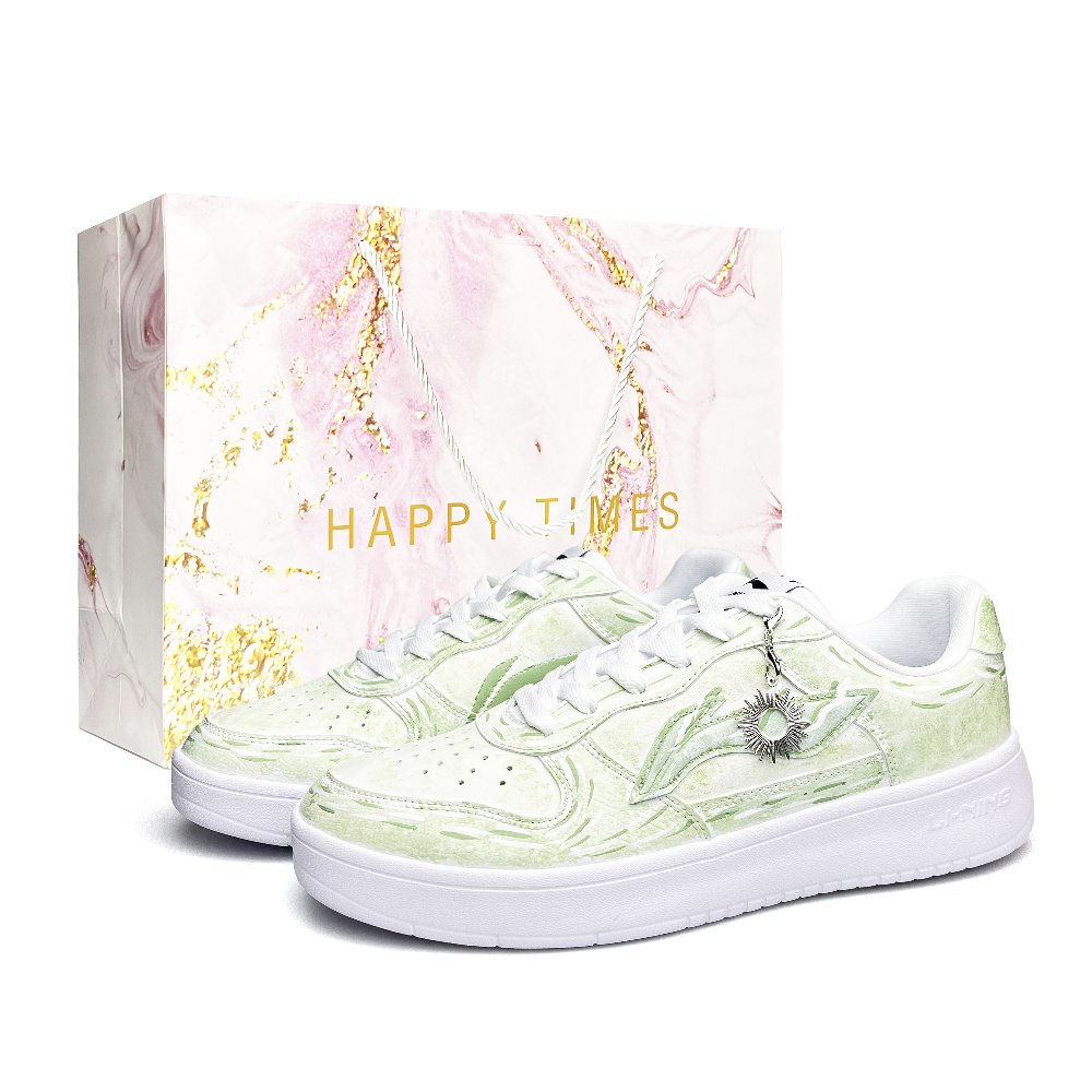 LiNing Pontoon Boats Abrasion Resistant Breathable Slip Resistant Low Top Skateboard Shoes Unisex White Green